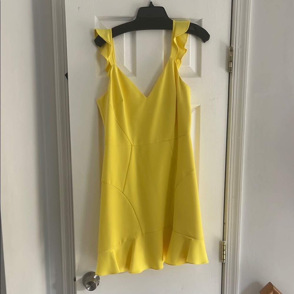 Aidan by Aidan Mattox Yellow Ruffled Mini Sundress